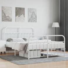 Letti e Materassi vidaXL Giroletto Con Testiera E Pediera Metallo Bianco 140x200 cm