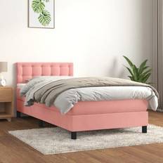 90cm Letti vidaXL Giroletto A Molle Con Materasso Rosa 90x200 cm In Velluto Letto Continentale