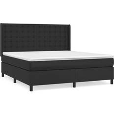 vidaXL black, 160 cm/buttons Box Spring with Mattress Continental Bed