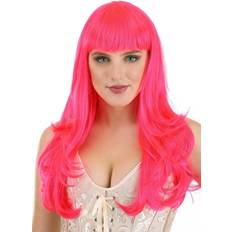 Cheap Perruques Longues Hot Pink Long Wavy Women's Wig Pink