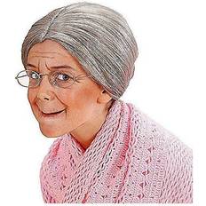 Grey Short Wigs Fancy Dress Widmann Childrens grey granny bun wig