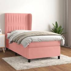 90cm Camas Continentales rebaja vidaXL Box Spring Con Colchón Terciopelo Rosa 90x190 cm Cama Continental