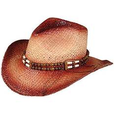 Hats 2-tone woven cowboy cowgirl hat with beaded band