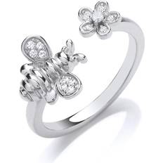 Jewelco London Silver cz queen bumble honey bee cluster ring