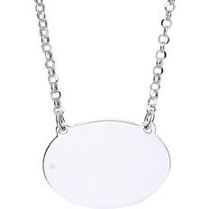 Blue Necklaces Jewelco London Silver oval disc tag medallion necklace