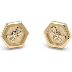 Gold Plated Bee and Honeycomb Stud Earrings