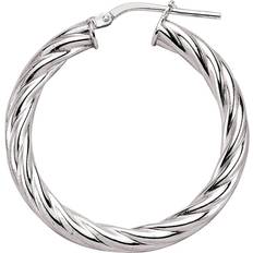 Jewelco London Silver twisted hoop earrings 33mm