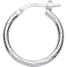 Jewelco London Silver ribbed snake twist hoop earrings 19mm