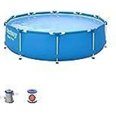 Bestway Steel PRO Pool med filterpump och patron, 4678 liter, vit, 305 x 305 x 76 cm