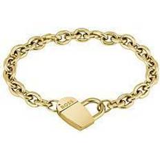 HUGO BOSS Gold Bracelets HUGO BOSS Dinya Yellow Gold IP Chain Padlock Heart Bracelet