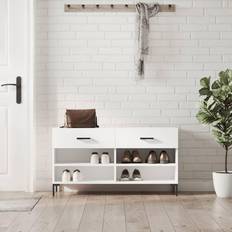Hvid Opbevaringsbænke vidaXL Skobænk 102x35x55 konstrueret træ Opbevaringsbænk