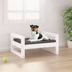 vidaXL Hundeseng 55,5x45,5x28 massivt fyrretræ hvid