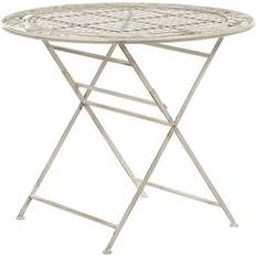 Métal Tables de Salle à Manger d'Extérieur Beliani Petite Table Bistrot Ronde 90 cm Pliante Blanc Cassé