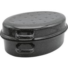 Gänsebräter oval emailliert schwarz/weiß