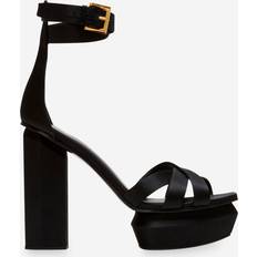 Slippers & Sandals Balmain Ava satin platform sandals black