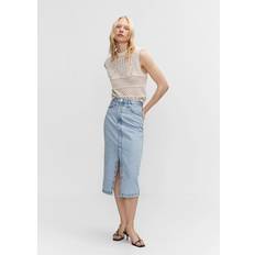 Mango Women's Denim Midi-Skirt Light Blue Light Blue