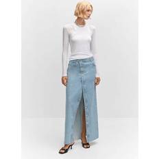 Mango Buttoned denim skirt light blue Women Light Blue