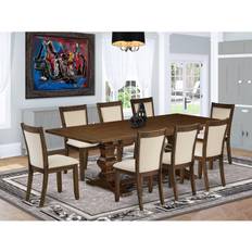 Beige Dining Tables East West Furniture LAMZ11-N8-32 11-Pieces Kitchen Dining Table