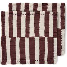 Multicolore Serviettes en Tissu HKliving Serviettes De Table Coton 30 x 30 cm Striped Burgundy (Lot De 2) Serviette en Tissu Rouge