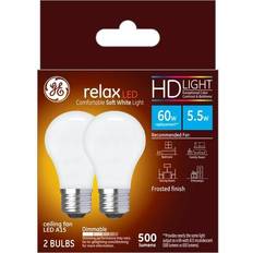 Light Bulbs GE 2-Pack 5.5-Watt Relax LED Soft White Dimmable A15 HD Light Bulbs