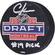 NHL Sports Fan Products "Chris Kreider New York Rangers Autographed 2009 NHL Draft Logo Hockey Puck with #19 Pick" Inscription"