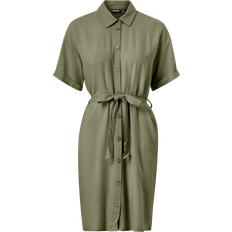 Napit Mekot Pieces Pcvinsty Ss Linen Shirt Dress - Deep Lichen Green