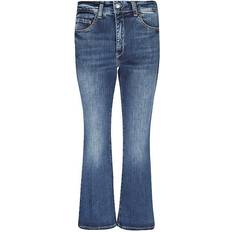 MAC Autentiska Utsvängda Cropped Jeans - Blue