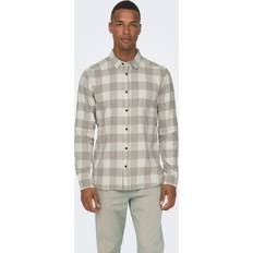 Only & Sons – Gräddvit och beige-rutig skjorta-Naturlig