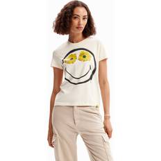 Desigual T-shirts Desigual SmileyÂ flowers T-shirt WHITE