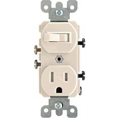 Circuit Breakers Leviton 15 Amp Tamper-Resistant Combination Switch/Outlet, Light Almond