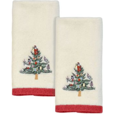 Spode Christmas Tree Embroidered Fingertip 2 Guest Towel White (45.72x27.94)