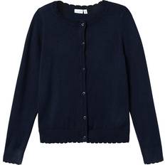 Name It Mädchen Cardigans Name It Kid's Long Sleeved Knitted Cardigans - Dark Sapphire