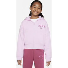 Nike Sportswear Trend Older Kids' Girls' Full-Zip Fleece Hoodie Pink