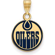 LogoArt SS 14k Yellow Gold Plated NHL Edmonton Oilers Enamel Disc Pendant instock P30210