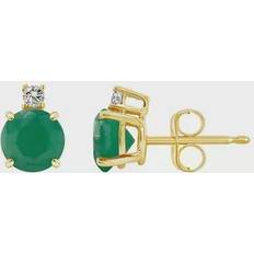 Celebration Gems 14k Gold Emerald & Diamond Accent Stud Earrings, Women's, Green