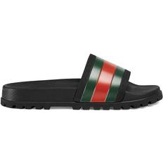 Gucci Scarpe Gucci Web Rubber Slide Sandal - Black Rubber