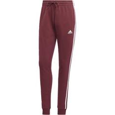 adidas Essentials 3-Stripes French Terry Cuffed Pants - Shadow Red/White