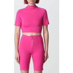 Off-White T-shirts Off-White half-zip cropped training T-shirt women Elastane/Polyamide Pink
