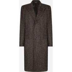 Dolce & Gabbana Gray Coats Dolce & Gabbana Single-Breasted Coat in Herringbone Alpaca Wool fantasy_not_print_