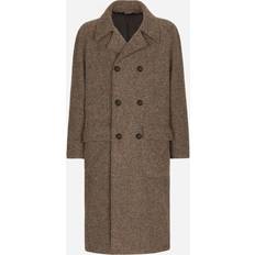 Dolce & Gabbana Mäntel Dolce & Gabbana Double-breasted coat in mottled wool and alpaca white_beige_hazelnut