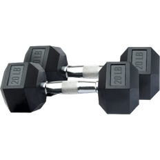 WeCare 20lb Rubber Chrome Dumbbells Set of Two