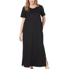 Woman Within Long Dresses Woman Within Short Sleeve Scoopneck Maxi Dress - Black