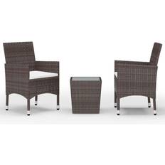 vidaXL brown Garden Tempered Bistro Set, 1 Table incl. 2 Chairs