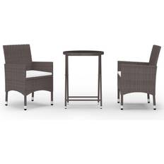 vidaXL brown Garden Tempered Bistro Set, 1 Table incl. 2 Chairs