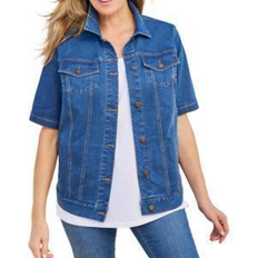 Woman Within Women Jackets Woman Within Plus Short-Sleeve Jacket - Medium Stonewash