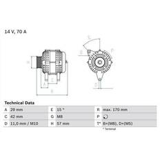 Bosch Generadores Bosch 0 986 049 960 Alternador 14V 70A Peugeot 107 Hatchback