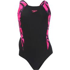 Speedo hyperboom splice muscleback swimsuit Speedo Girls' Hyperboom Splice Muscleback Swimsuit Black/Pink