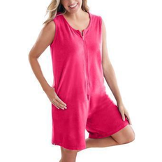 Woman Within Women Jumpsuits & Overalls Woman Within Zip-Front Terry Romper - Pink Burst