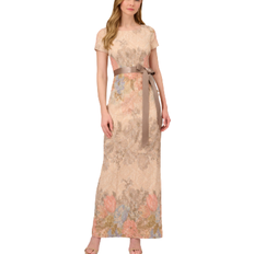 Adrianna Papell Clothing Adrianna Papell Floral Matelasse Gown - Blush Multi