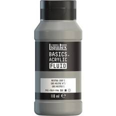 Gris Pinturas acrílicas Liquitex 8870414 Basics Fluid Acrylfarbe mit fließender Konsiszenz, schnell trocknend, lichtecht, wasserfest, auf Wasserbasis, 118ml Flasche Neutralgrau Nr. 5